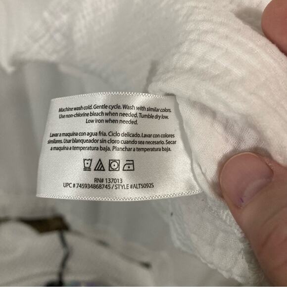 three dots crispy white beachy boho muslin gauzy 100% cotton tunic top size XXL - Picture 6 of 6